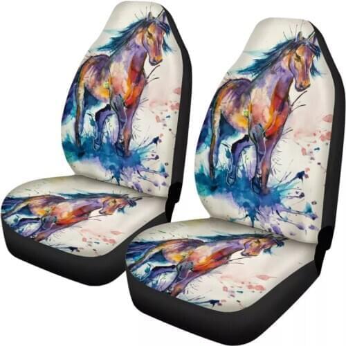 Crazy Horse Animal Print 2Pcs Auto Car Seat Cover for Vehicle Cars Trunks Vans SUV Seat Cover Protector