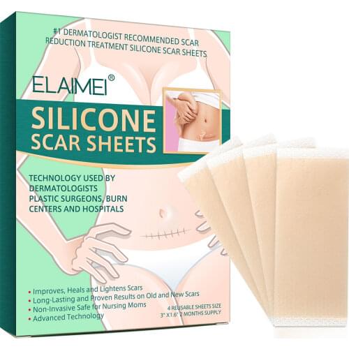 ELAIMEI 4Pcs/Box Silicone Gel Strips Patch Scar Removal Patch Remove Trauma Burn Scar Sheet Skin Repair Therapy Patch