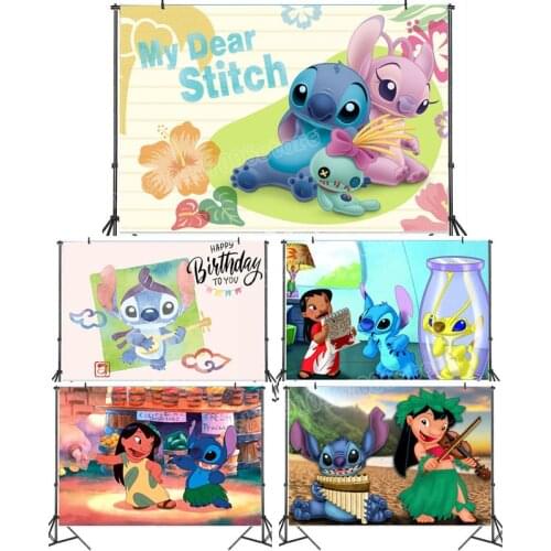 Lilo and Stitch Photography Backdrops Disney Birthday Backdrop Photography Back Drops for Party Decor Background Children Gifts