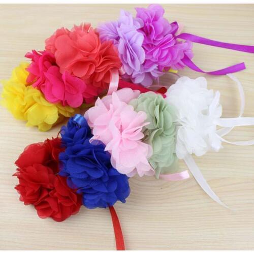 Red Pink Blue Purple Orange Green Wrist Flower Wedding Bride Corsage Hand Decorative Wristband Bracelet Bridesmaid Hand Flower