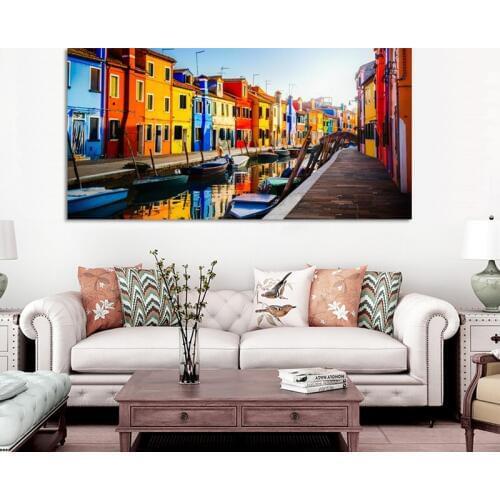 Modern Cityscape Boats Posters and Prints Wall Art Canvas Painting Venice Water City View Picture for Living Room Decor No Frame
