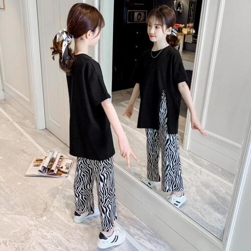 Summer Girls Suit 2021 New leisure Big Children Summer Two-Piece Childrens Fashion Suit little Girl Tide Clothes Baby Clothes