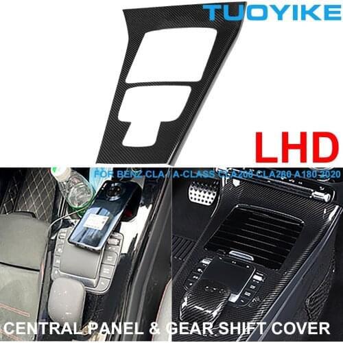 LHD Carbon Fiber Console Central Panel Gear Shift Knob Cover Trim Sticker For Mercedes BENZ W118 CLA /A-Class CLA200 CLA260 A180