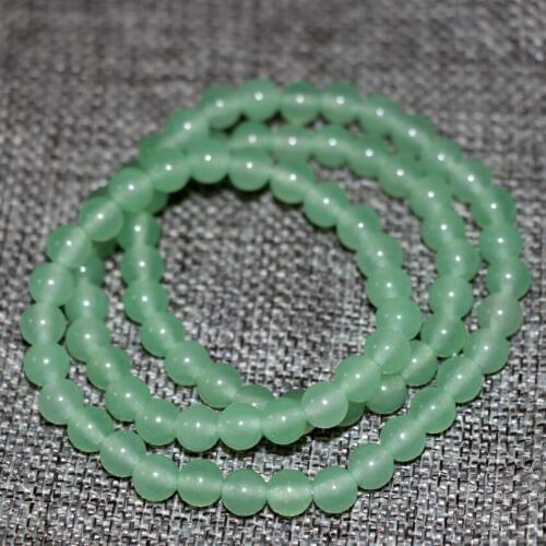 Hot Sale Charms 6mm Natural Stone Green Jades Chalcedony Round Beads Multilayer Beaded Bracelets Bangle Diy Jewelry 18inch B2898