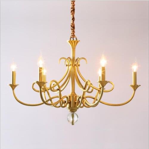 All copper American minimalist Nordic retro postmodern designer model room atmosphere bedroom living room creative chandelier