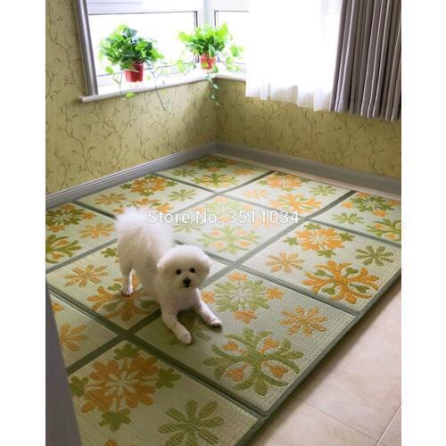 BrandNew Thick 1.2cm Japanese Natural Rush Tatami Mat Straw Mats with Brocade Trim Baby Sleeping Mat Flooring Yoga Judo Mattress