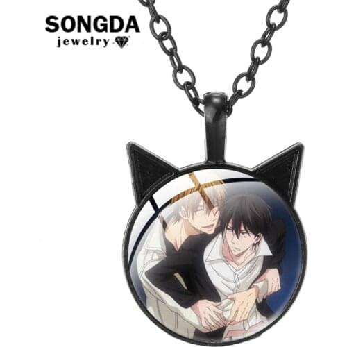 SONGDA Dakaretai Otoko 1-i ni Odosarete Imasu Necklace Cat Ear Glass Cabochon Pendant Womens Choker Girl Aesthetic Jewelry
