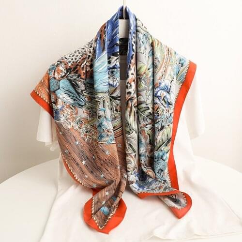 Elegant Twill Square Scarf For Women Shawl Fashion Print Large Kerchief Foulard Headband Hair Band Beach Wrap Scarves Bandana