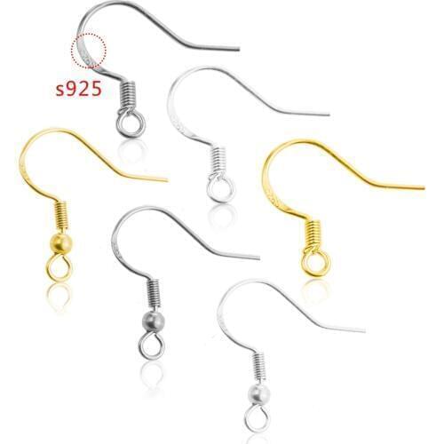 20pcs/lot Carven S925 Silver Stainless Steel Ear Wires Wholesale Earrings Hook for DIY Jewelry Earrings Making Supplies