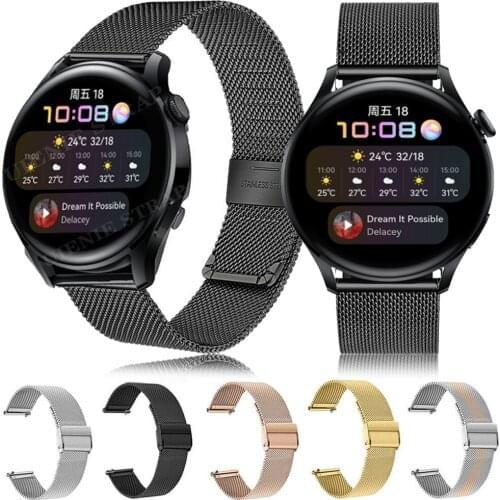 22mm Watch Band For Huawei Watch 3 / GT 2 46mm 2e Strap Quick release Watchband Milanese Bracelet Watch3 Stainless Steel Strap