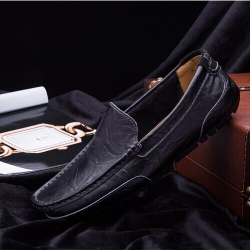 Luxury Brand Men Leather Shoes Casual Shoes Loafers Moccasins Sneakers Breathable Slip on Driving Men Shoes Plus Size 47 I