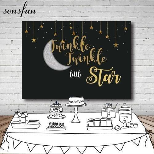 Sensfun Gold Glitter Twinkle Little Star Backdrop For Photo Studio Baby Shower Newborn Children Birthday Party Backgrounds Black