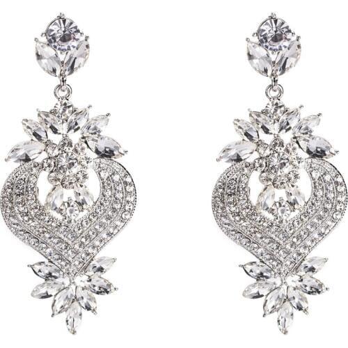 Rhinestone Statement Earrings For Women Flower Drop Dangle Earring 2019 Fashion earing Trendy Wholesale Wedding Jewelry