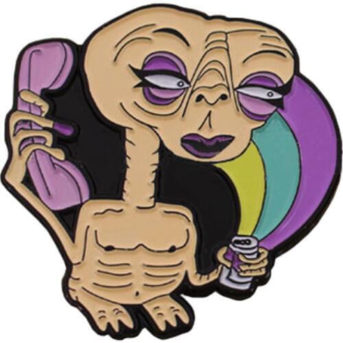 Skeleton caller pin ghost skull rainbow brooch horror Gothic art badge funny Halloween accessories