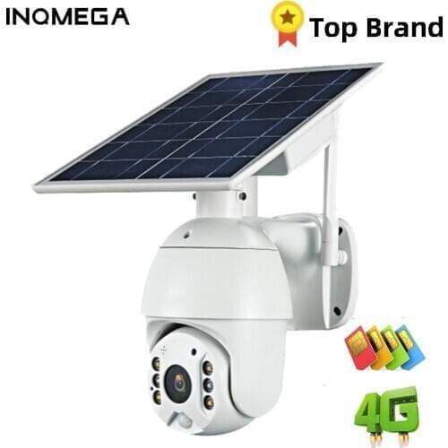 INQMEGA Camera 4G SIM Card 1080P HD Solar Panel Outdoor Monitoring CCTV Camera Smart Home Two-way Intrusion Alarm Long Standby
