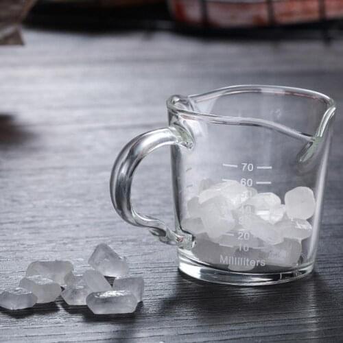 Glass 70ml Hand-made Double Pouring Port Glass Cup Transparent Milk Water Cup Low Temperature Resistant for Drinking