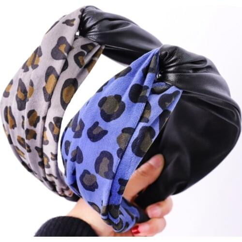 Bohemian Leather Leopard Cross Hairband Headband Hair Accessories
