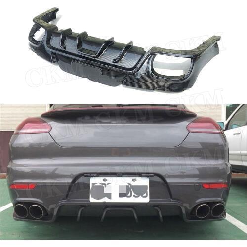 Carbon Fiber Rear Diffuser Lip Spoiler for Porsche Panamera 970 GTS Turbo S 2014-2017 Rear Hugger Fins Shark Style Skid Plate