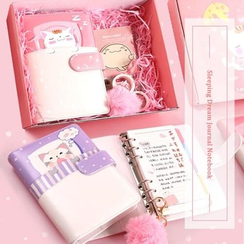 New A5 A6 Handbook Notebook Student Set Diary Personality Creative Gift Box Leather Kawaii Loose-leaf Notebook Stationery