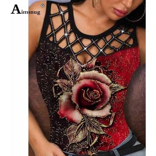 Plus Size 5xl Women Fashion Sleeveless Pearl Beading Tops Sexy Flower Print Female T-Shirt Ladies Hollow Out Summer Tees Shirt
