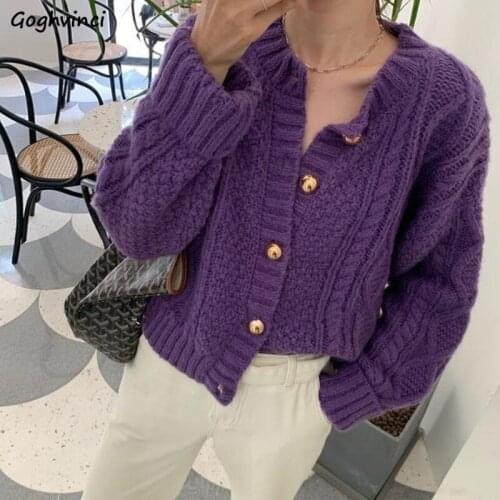 Cardigan Women All-mach Korean Style Spring Autumn Knitted Sweater Loose Cute Buttons Long Sleeve Office Lady Fashion Streetwear