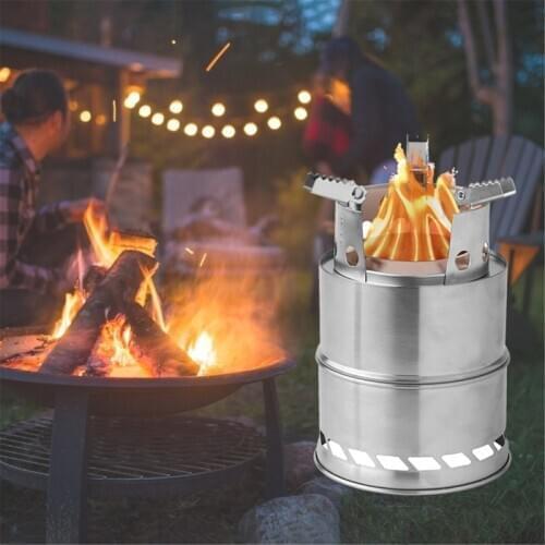 1 Set Camping Lightweight Stove Foldable Windproof Wood Burning Stove for Outdoor Picnic BBQ Cooking Camping