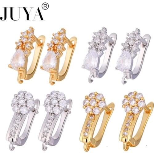 10 Pcs\lot Luxury Earrings Hooks For Fine Jewelry Making AAA Cubic Zirconia Mosaic Earring Clasps Connectors Jewelry Accessories