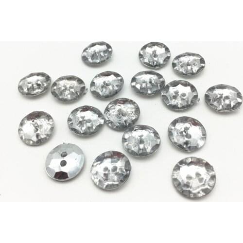 100pcs 11mm Silver/Green Acrylic Round 2 Holes Buttons Baby Shiny Coat Boots Sewing Clothes Accessories Scrapbook Embellishments