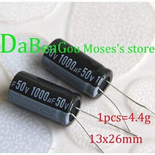 50v 1000uf +/-20% Capacitance 100% Original New Electrolytic Capacitor Radial 13x25mm Capacitors 200pcs
