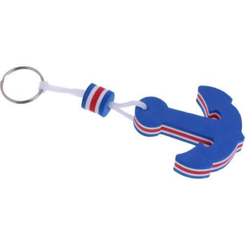 2 Pieces Ocean Sea Key Ring Floating Boat Keyring - Marine/Water Sports/Keychain- Anchor and Rudder Blue