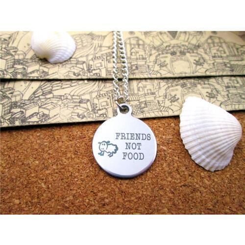 3pcs/lot Fashion stainless steel necklace "sheep- friends not food" Charm Pendant necklace Jewelry Gift more style for choosing