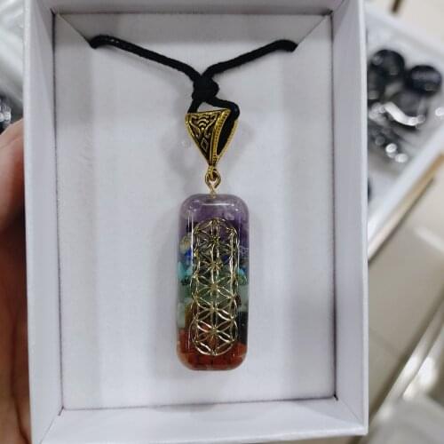 7 Chakra Crystal Gem Ogon Pendant Energy Ogon Hexagonal Chakra Necklace Gift Pendant
