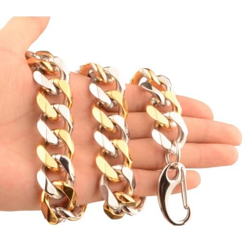 19mm Adjustable Tail Chain Mens Hiphop Necklace Stainless Steel Curb Cuban Link Chain Gold Color Necklace for Men Jewelry Gift
