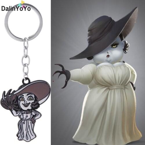Game Residents Evils 8 Village Lady Dimitrescu Keychain Alcina Dimitrescu Figure Metal Pendant Key Chain Women Men Jewelry Gifts