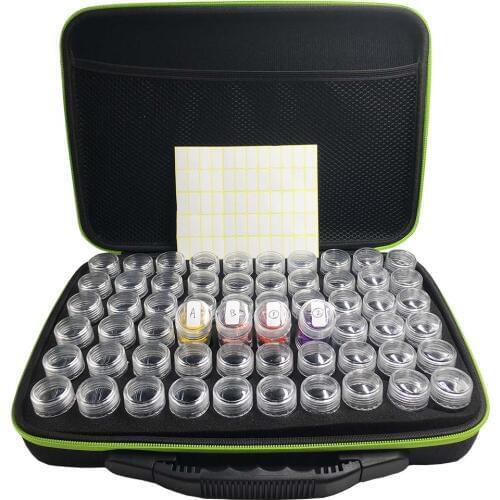 60Bottles Diamond Painting Box tools Holder Hand Carry Case storage box Diamond Painting Accessories Container Zipper Shockproof