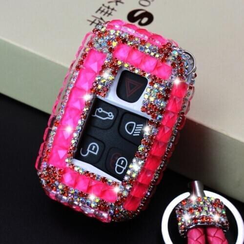 Gift Luxury Diamond Bling Key Case Holder Shell For Land Range Rover Sport Discovery Sport Evoque Freelander2 For JAGUAR XE XF