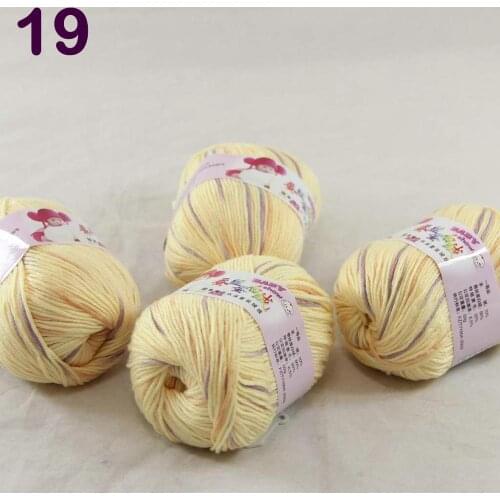 Color Optional 4 ballsX50g Cashmere Silk Velvet Children Hand Kintting Yarn 1819 Yellow Purple