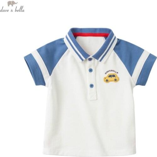DBW17962 dave bella summer baby boys casual cartoon patchwork T-shirt children tops kids boy fashion tees