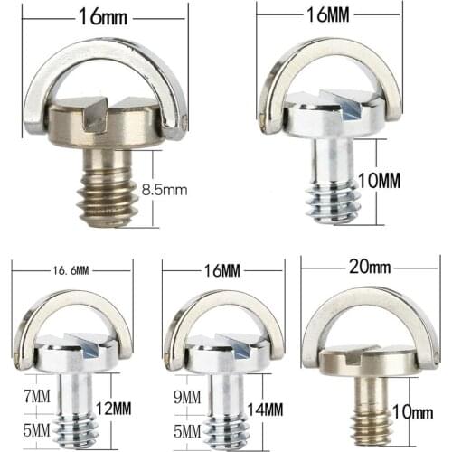 Jadkinsta 50PCS 8.5mm 10mm 12mm 14mm 1/4" Screw Adapter Foldable D Ring For Camera Tripod Monopod Base Quick Release Plate