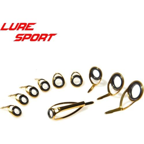 LureSport KT KL guide MN 10pcs Guide set Gold Steel frame sic ring rod guide Rod Building component Repair DIY Accessory