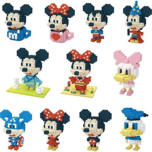 400pcs+ Magic Building Blocks Mickey Minnie Model Connection Donald Figures Mini Bricks Toys For Children