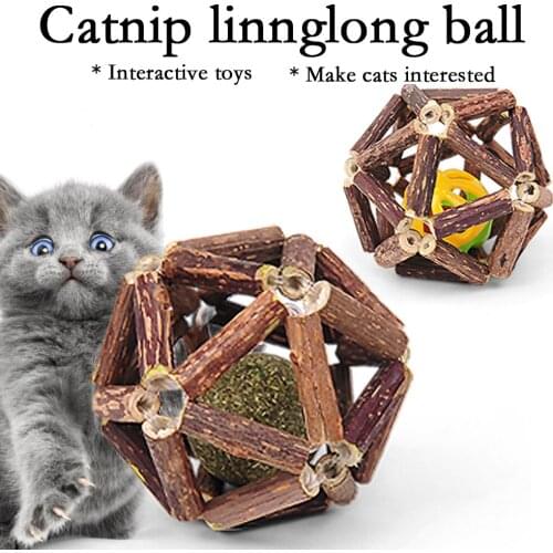 Catnip Ball Cat Toys Interactive Toy For Kitten Matatabi Polygonum Cleaning Cats Teeth Healthy Catnip Wooden Balls Pet Supplies
