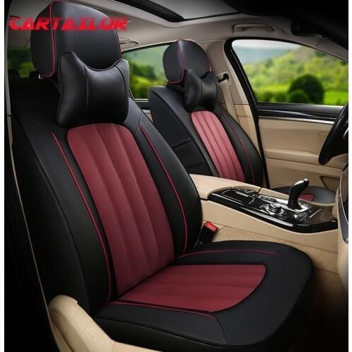 CARTAILOR Leather Seat Covers & Supports for Hyundai Veloster Car Seat Cover Cowhide & Leatherette Seats Auto Accessories Set