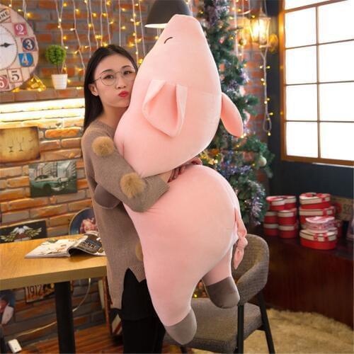 Creative Giant Kawaii Sleeping Pig Stuffed Soft Pillow Cute cartoon Animal Plush Doll Baby Cute Appease Toy Girls Birthday Gift