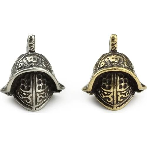 Brass Knife Samurai Helmet Beads Umbrella Rope Cord Outdoor White Paracord Gadgets Pendant