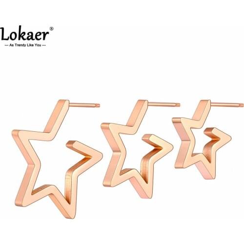Lokaer 3Pcs/Set Fashion 316L Stainless Steel Love Star Earrings Bohemia Party Stud Earrings Jewelry For Women Girls E21075
