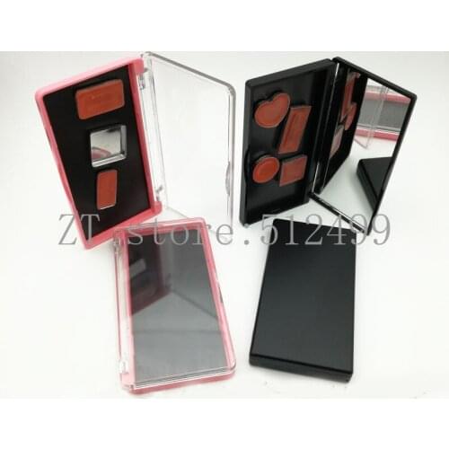 10pcs Matt Black Empty Rectangular Cosmetic Lip gloss/Eyebrow/Blush/Eyeshadow Case with Aluminum pan & Magnetic Paper & Mirror