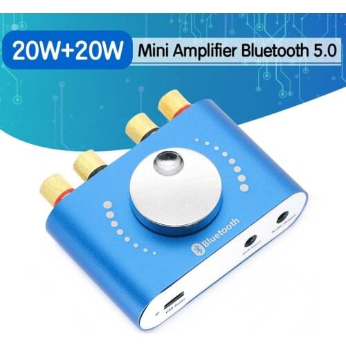20W+20W Mini Amplifier Bluetooth 5.0 Speaker Digital Audio Power Class D 30W~200W HiFi Stereo USB Music Sound Card App AMP