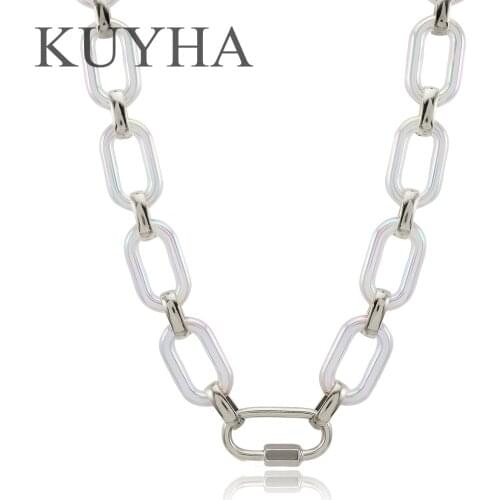 Fashion Jewelry Promotion bracelet with necklace set with cool chain link sliver black white acrylic and laser custom