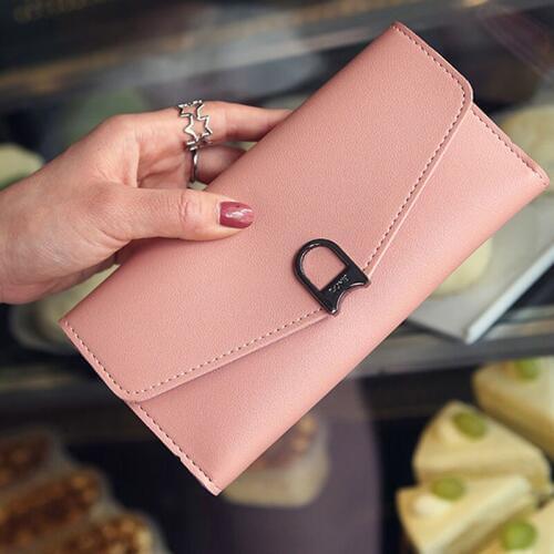 2019 Fashion New womens Wallet Simple Solid Color PU Imitation Leather Long Paragraph womens Casual Long Wallet